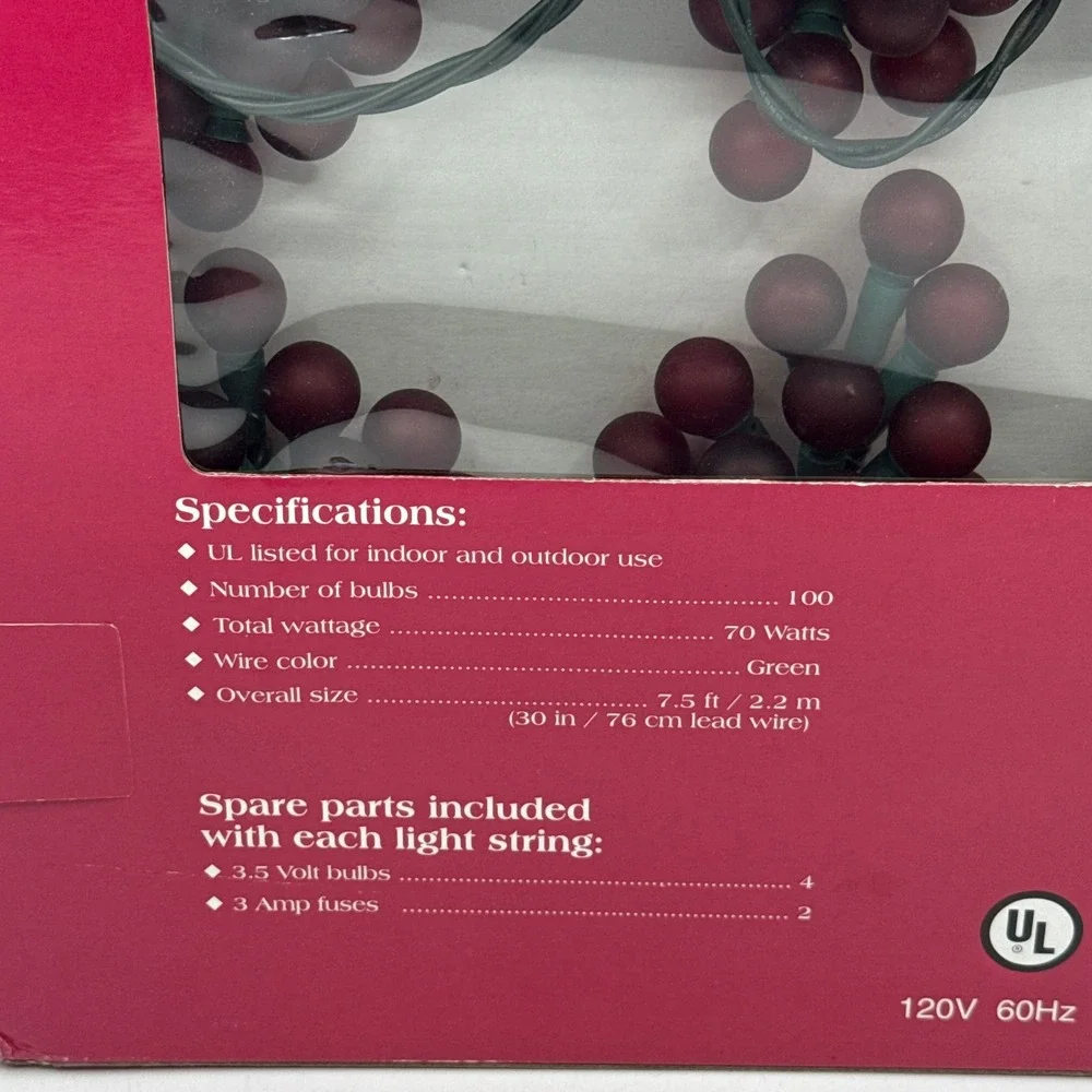 Costco Red Grape Cluster Lights Indoor Outdoor 7.5ft Red Vineyard String Lights